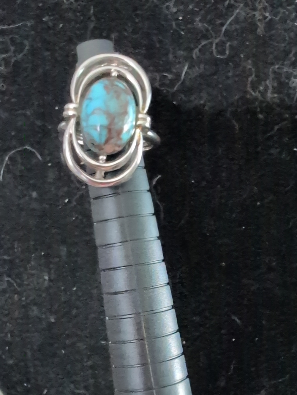 Vintage Mid-Century Turquoise Oval Stone Silver Ring
